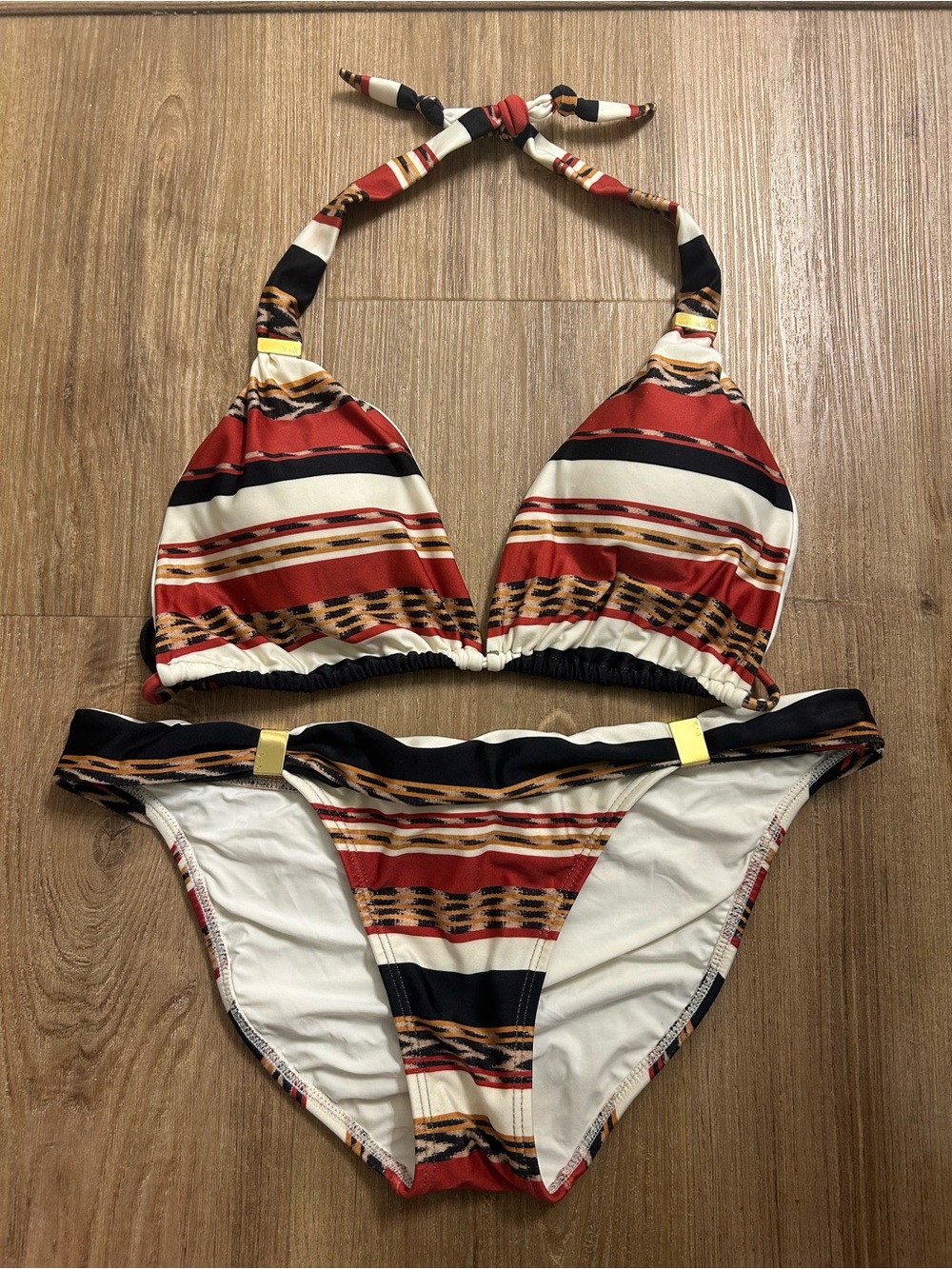Vix Striped Bikini and Gold Hardware